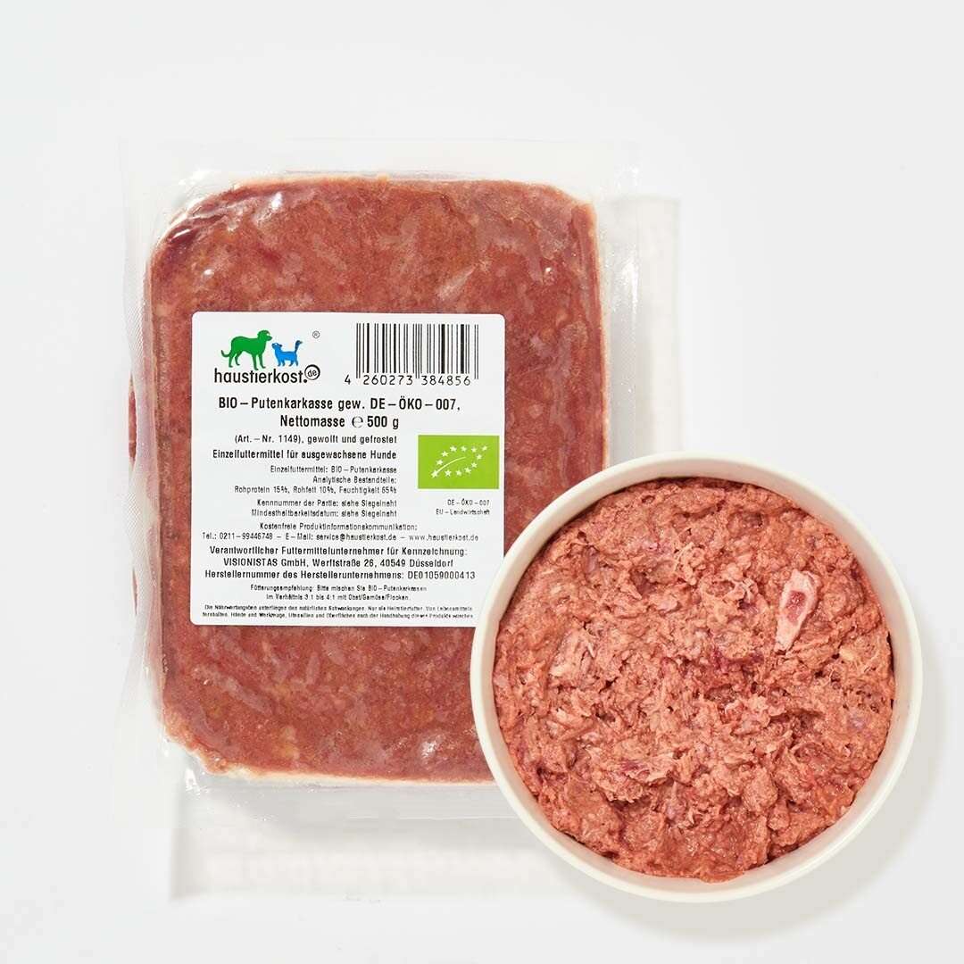 BIO Putenkarkasse DE-ÖKO-007 gewolft, 500 g, natürlicher Calciumlieferant, Tiefkühlware.