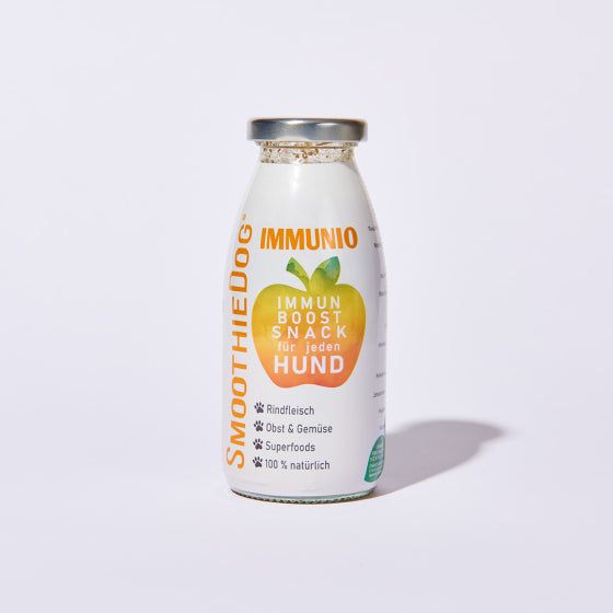 SmoothieDog® Immunio 250 ml, gesunder Hundesnack mit natürlichen Zutaten, frei von Zucker und Getreide.