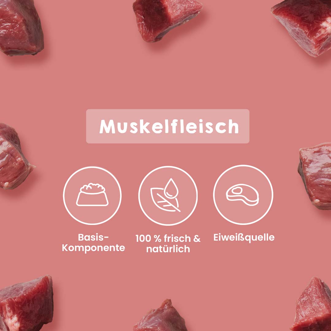 Rindfleisch-Klumpen aus Muskelfleisch, 2 kg, natürliche und proteinreiche Kauknochen für Hunde