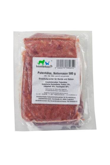 Putenhälse gewolft, 500 g Packung für Hunde und Katzen, guter Calciumlieferant.