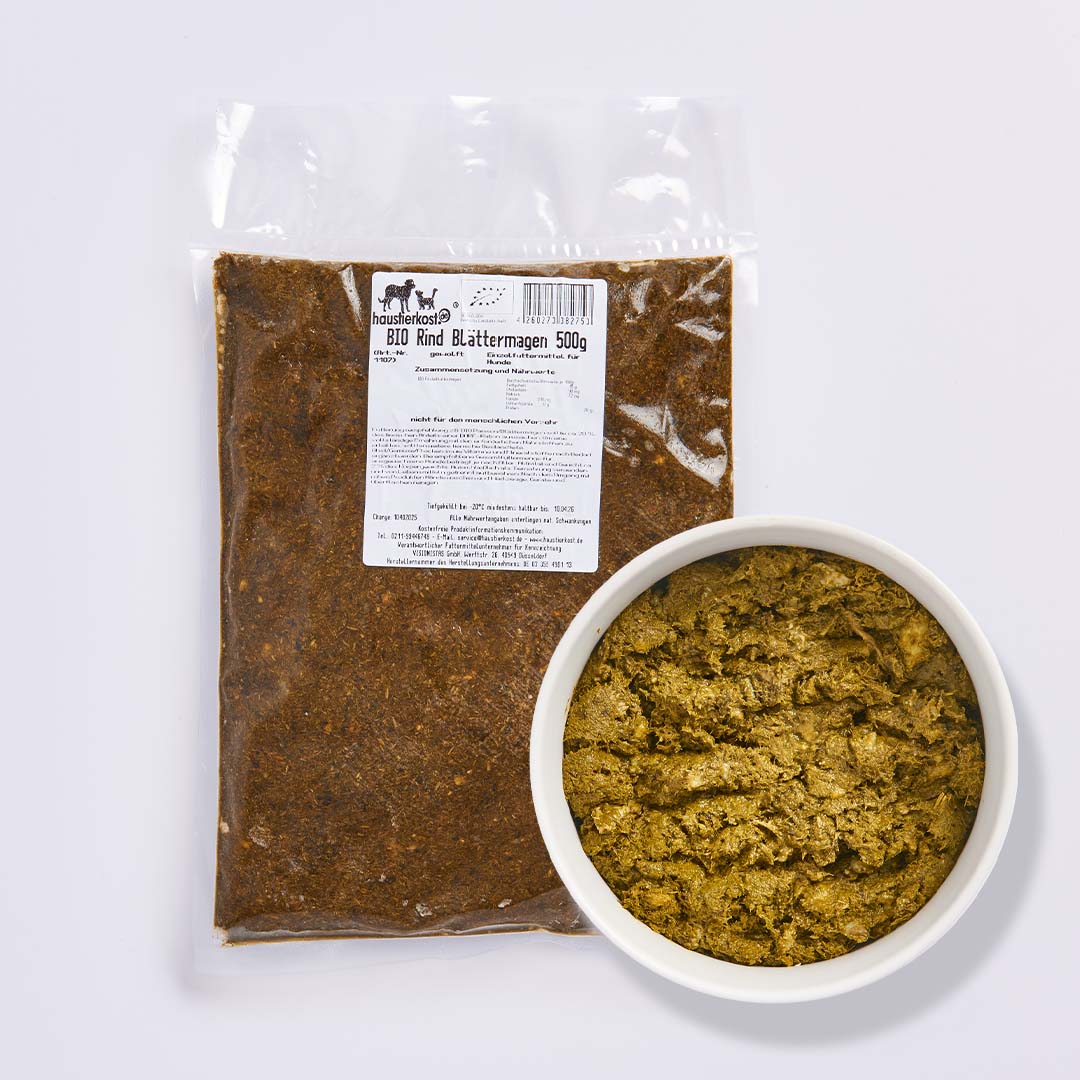 BIO Rinderblättermagen DE-ÖKO-034 500g probiotisch mager zart kalorienarm Hundefutter Haustiernahrung