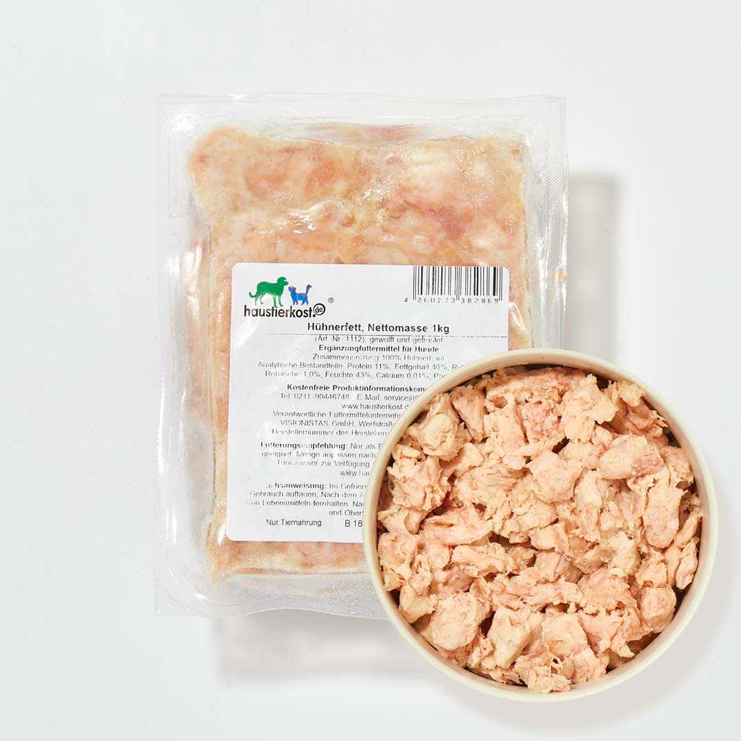 Hühnerfett, 1 kg Packung und Schale, geeignet für Hunde & Katzen