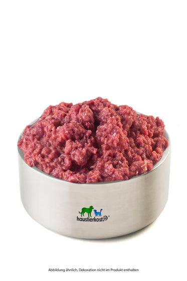 BIO Huhn-Komplett Extra DE-ÖKO-007, 500 g, gewolft, in Edelstahlnapf.