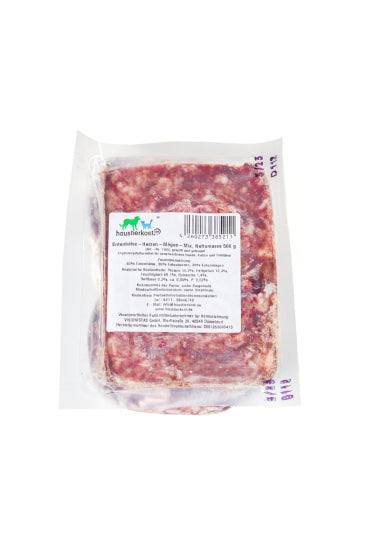 Entenhälse-Herzen-Mägen-Mix 500g package for cats and dogs.