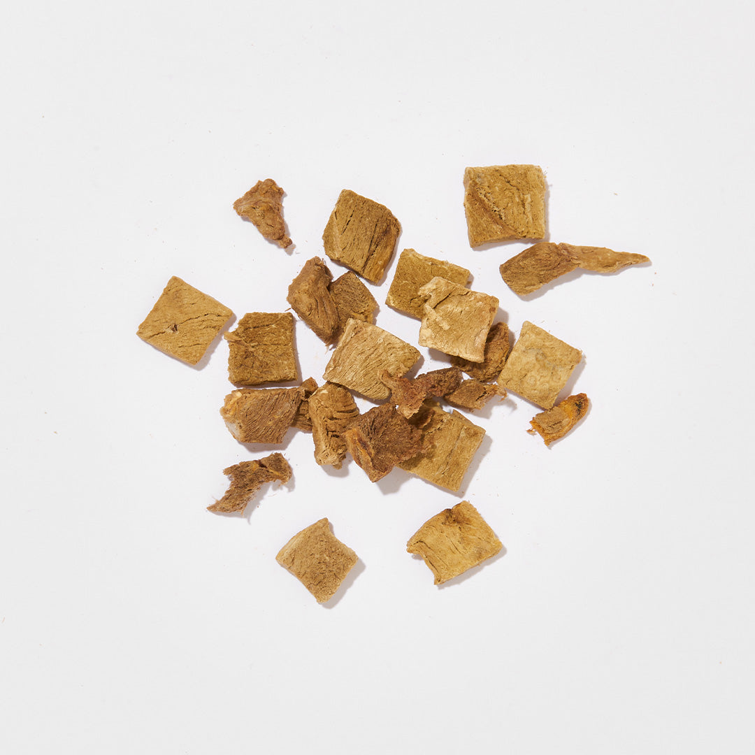 Gefriergetrocknete Pferdefleischwürfel, 80 g, ideal als Belohnung für Hunde und Frischfleischersatz im Urlaub.
