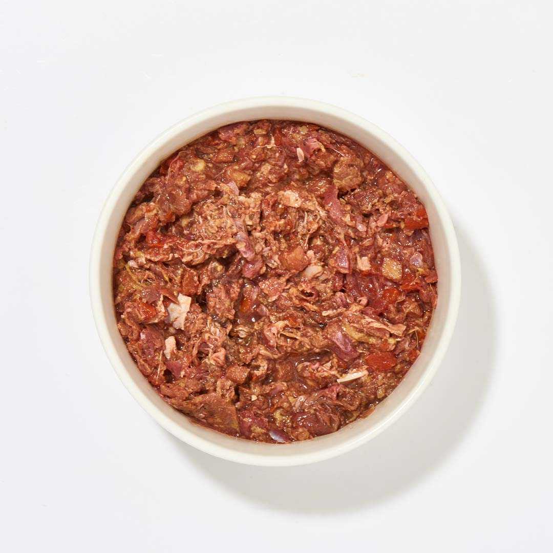 BARF Komfort PLUS Gans, rohes Hundefutter mit Gänseanteilen und Gemüse, 250 g Schale.