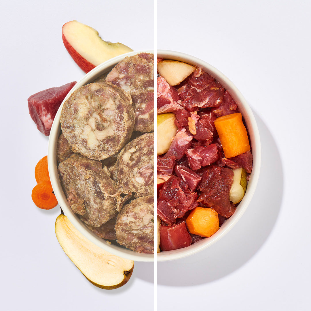 BARF Komfort PLUS Pferd TALER mit Pferdefleisch, Innereien, Gemüse und Leinöl in 800 g Portion