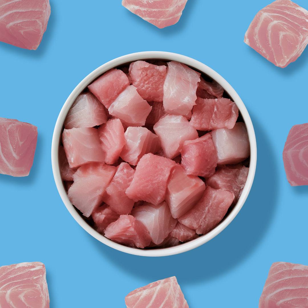Thunfisch in Stücken, 500g, Einzelfuttermittel für Hunde und Katzen, gefroren.
