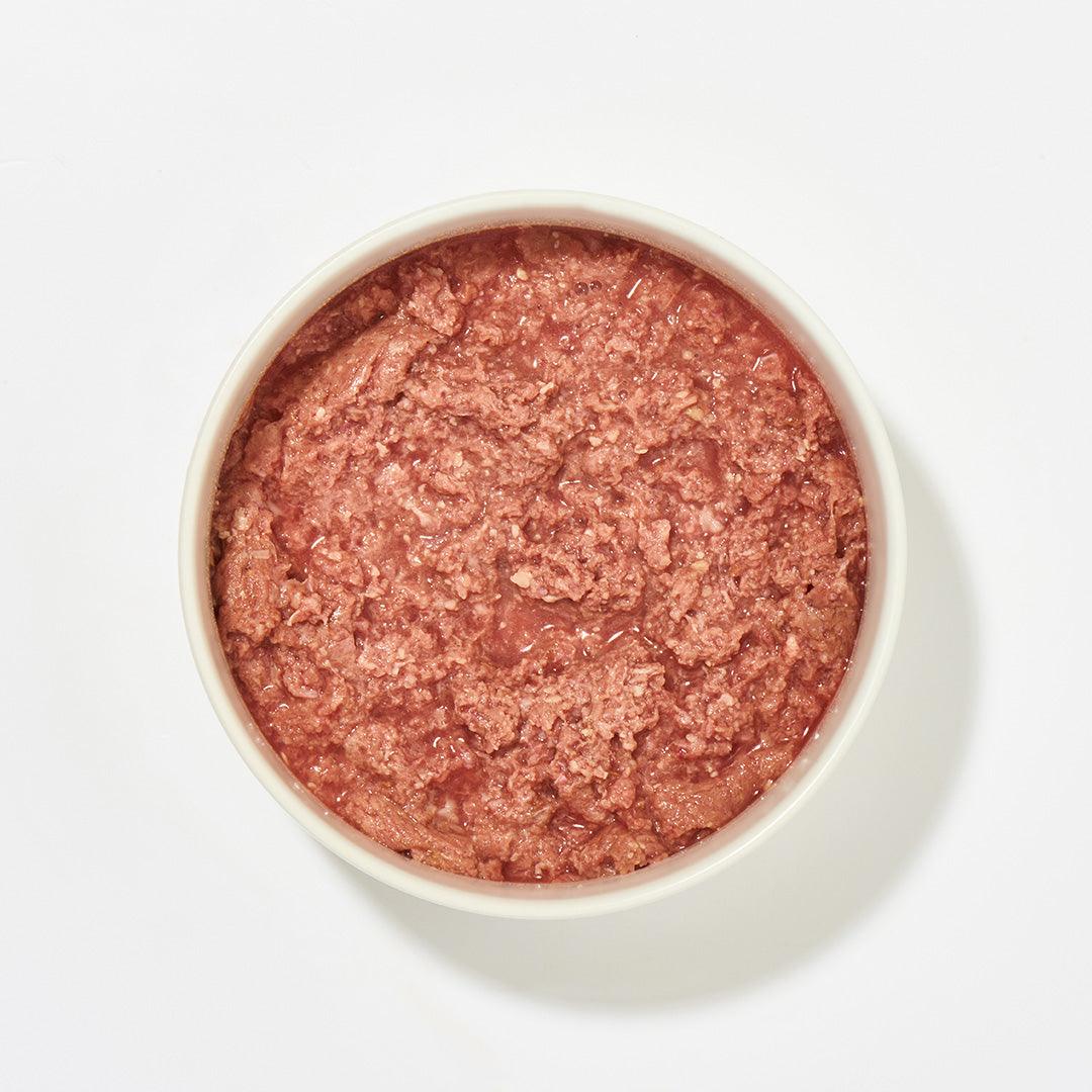 Kaninchenfleisch fein gewolft, 500 g in Schale, geeignet für alle gesunden Hunderassen.
