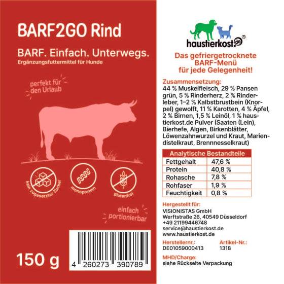 BARF2GO Komfort Plus Taler Kennenlernpaket, 3 x 150 g, gefriergetrocknet, Huhn, Rind, Lamm, artgerechte Hundeernährung.