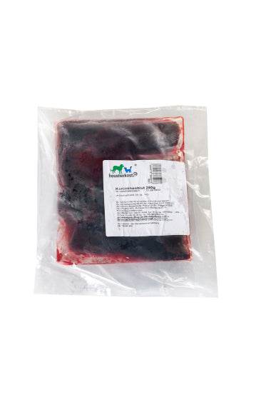 Kaninchenblut 250 g, reich an Vitaminen für Haustiere, ohne Gerinnungshemmer.