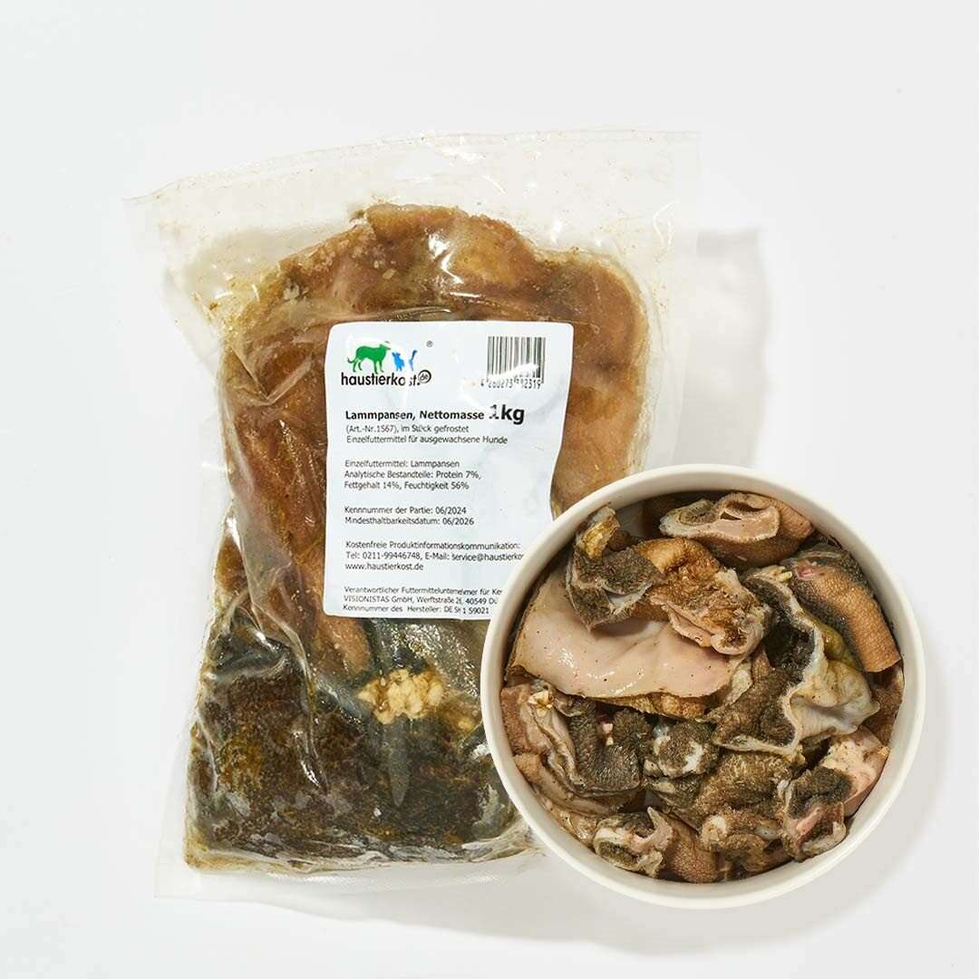Lammpansen am Stück, 1 kg Tiefkühlware, geeignet für größere Hunde und Schlinger.