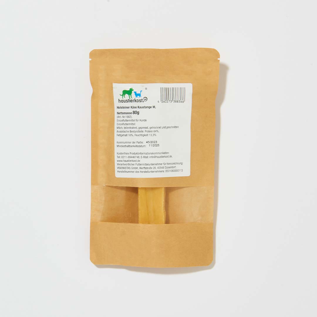 Holsteiner Käse Kaustange M 80g vegetarischer Kausnack aus Hartkäse für Hunde glutenfrei laktosefrei zuckerfrei aus Deutschland