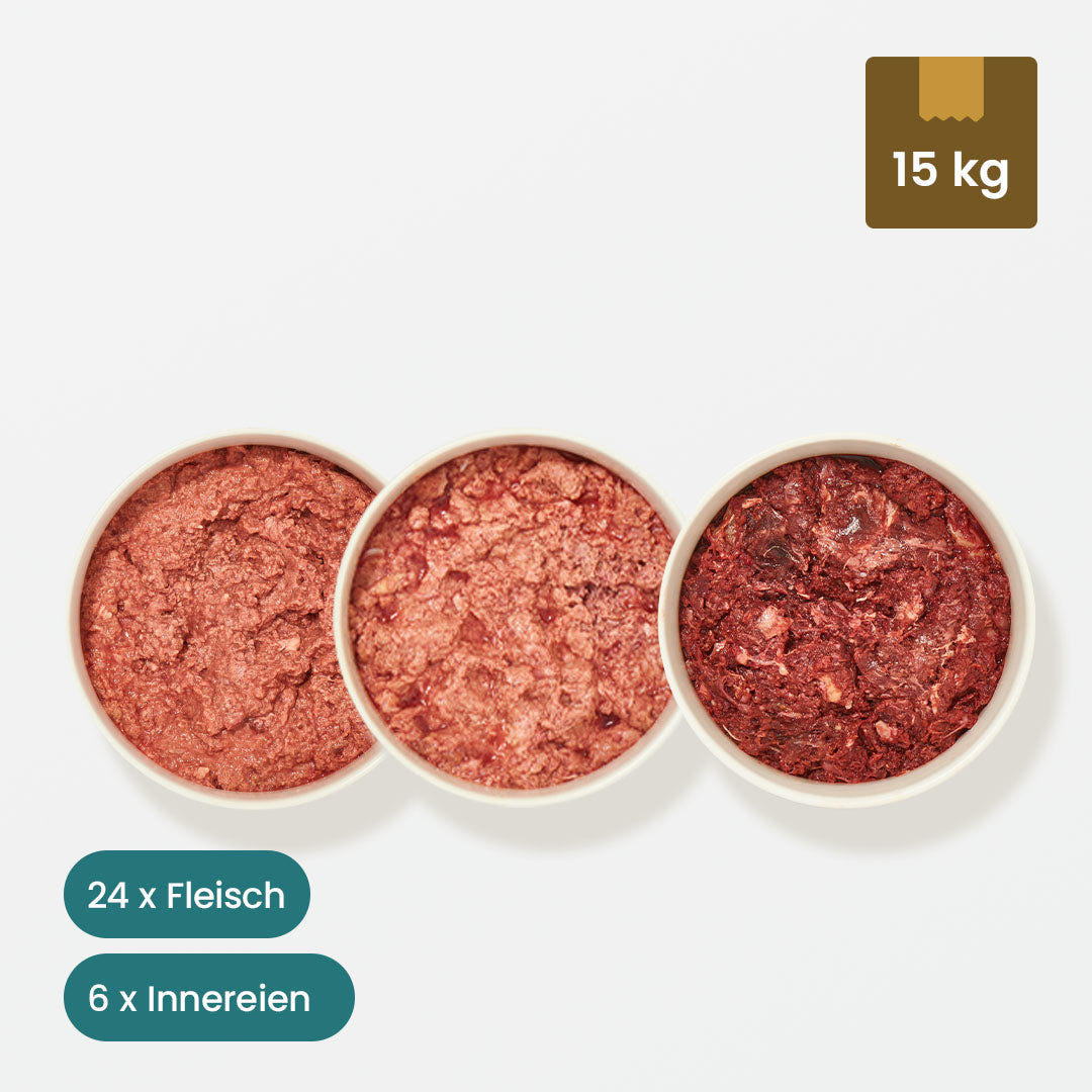 Katze Allergie Paket 15 kg mit Fleisch und Innereien.