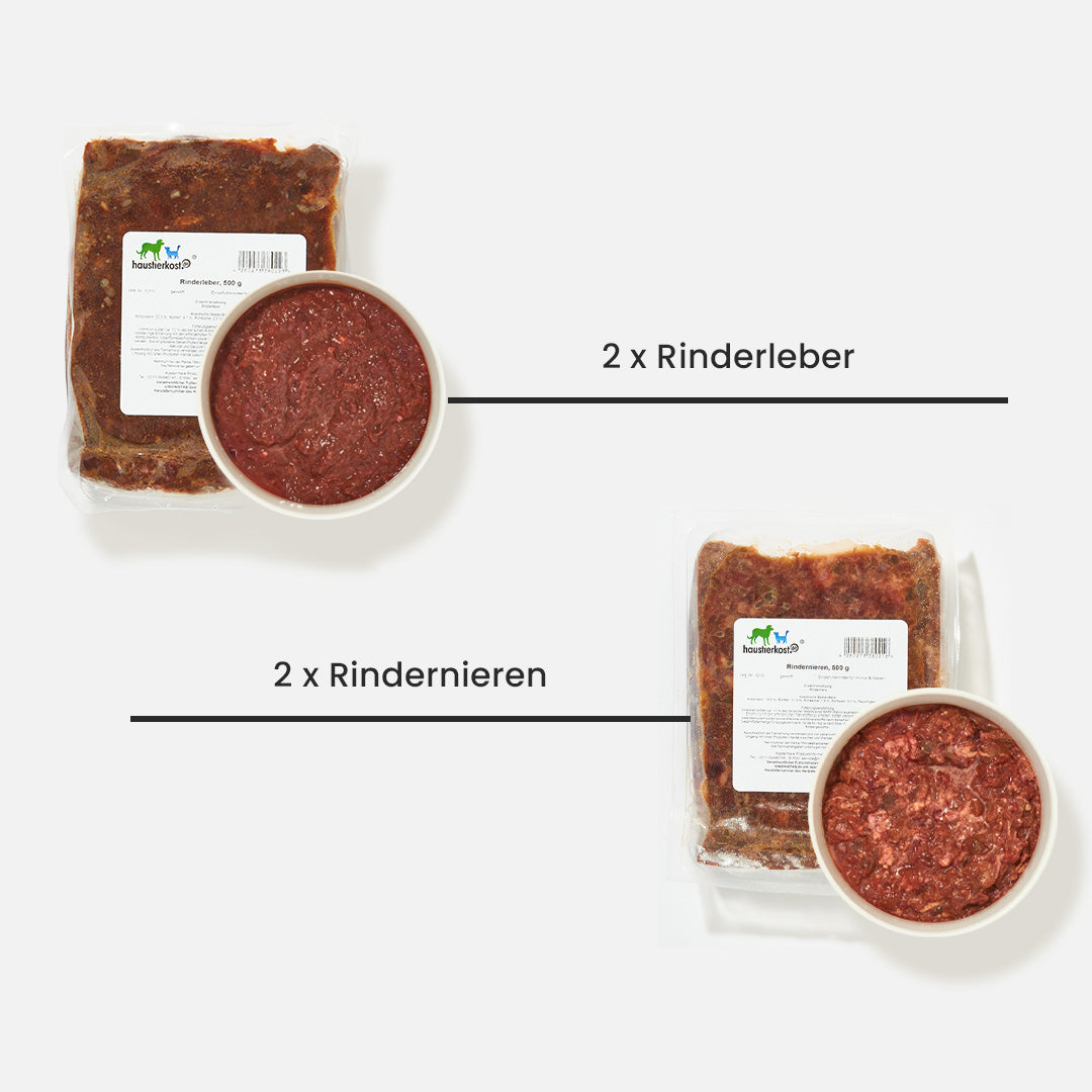 Paket Katze Kitten 9 kg mit Rinderleber und Rindernieren in Portionen für Katzenfutter