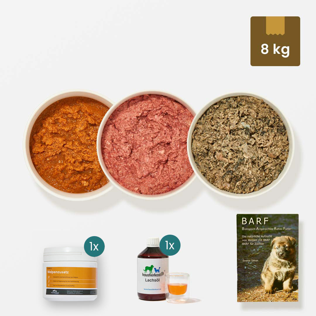 WelpenBox Menü mit 8 kg BARF Komfort Plus Futter für Welpen
