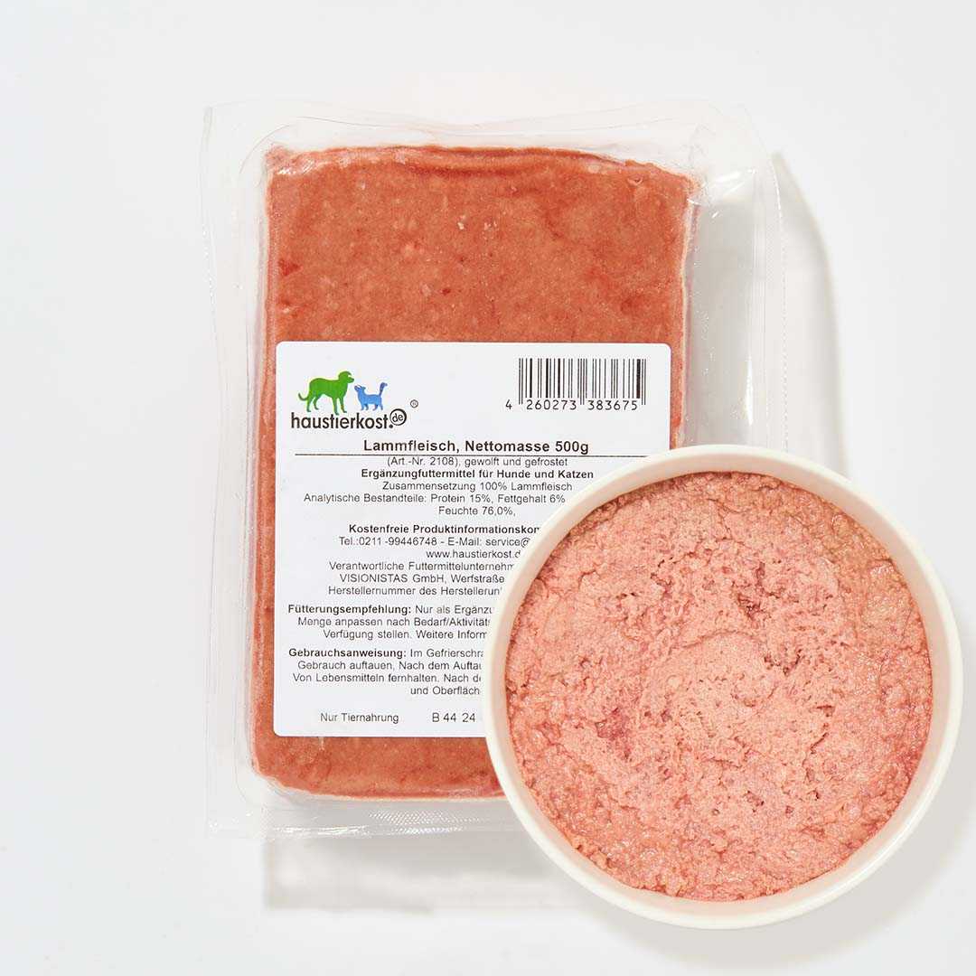 Lammfleisch 500 g, gewolft, Tiefkühlware für sensible und allergische Haustiere.