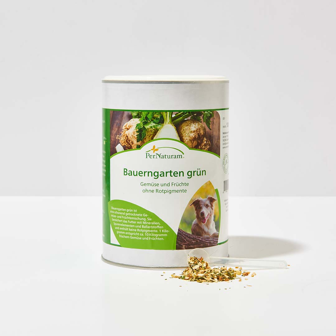 PerNaturam Bauerngarten grün 500g getrocknete grüne Gemüse- und Früchtemischung ohne Rotpigmente für Hunde