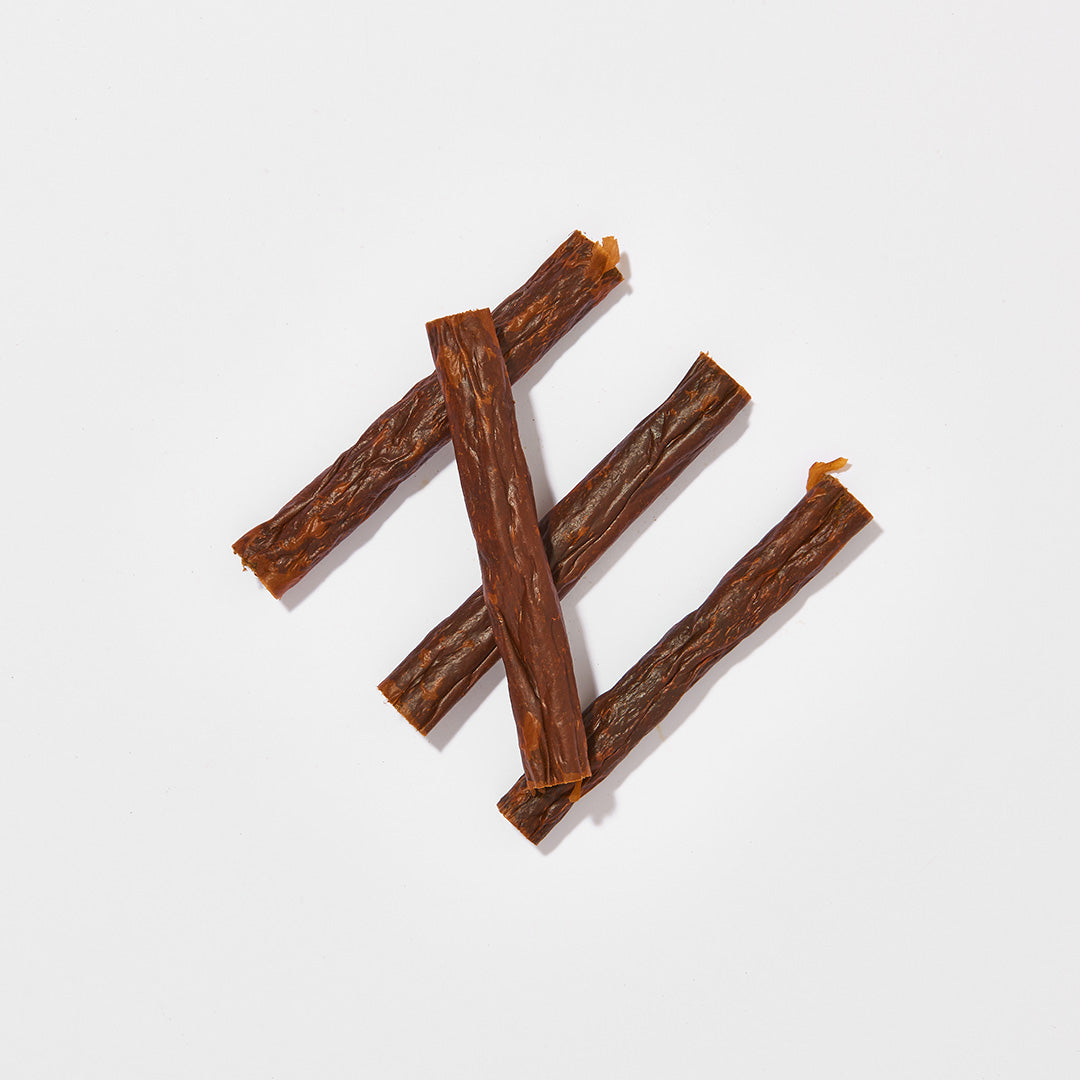 Pferdefleisch Zigarren für Hunde, 7 Stück, getreidefrei, natürlich, aus getrocknetem Muskelfleisch.