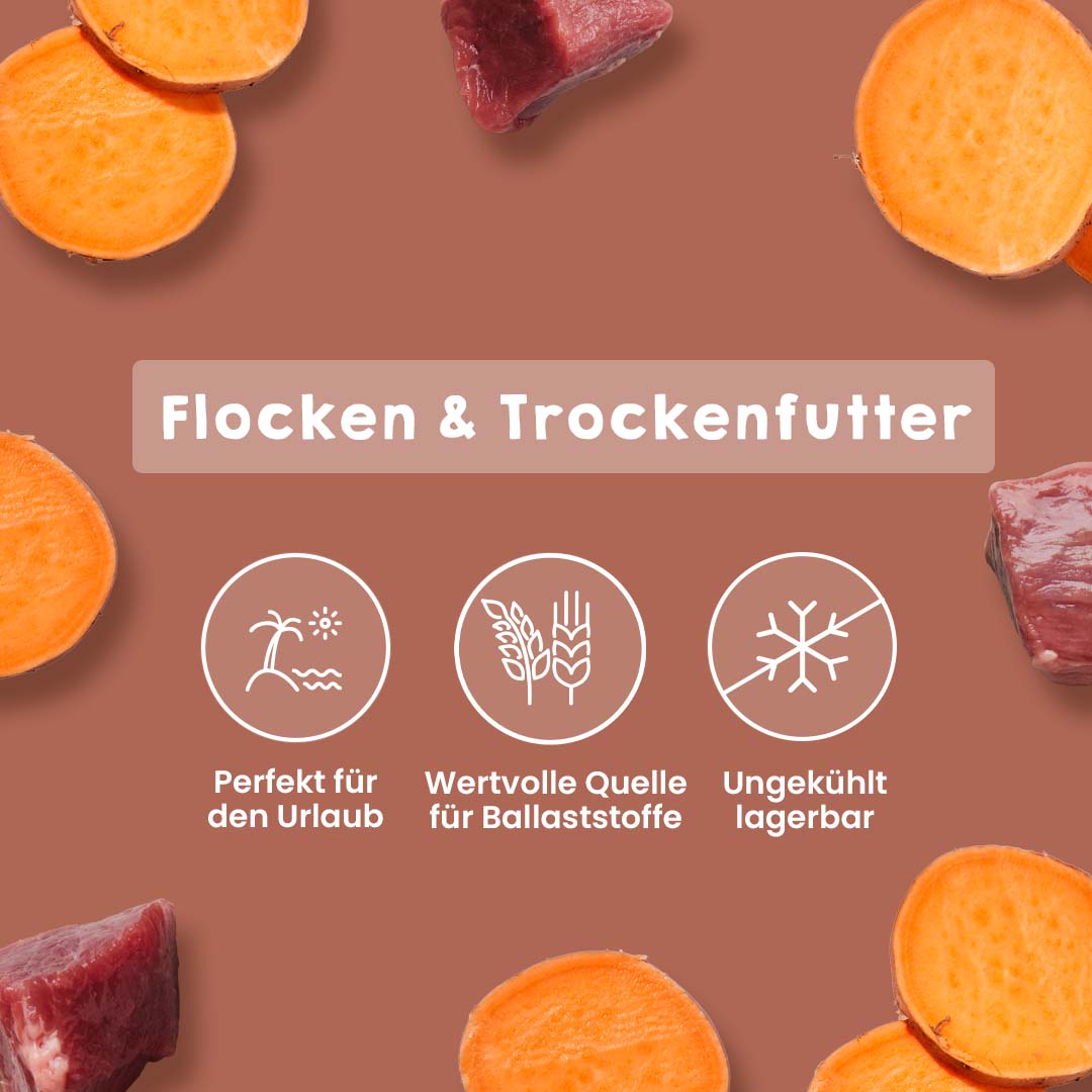 Pferdefleisch und Süßkartoffel Hundefutter ohne Getreide, 1 kg, allergikerfreundlich, natürliche Zutaten, Trockenfutter, ballaststoffreich, lagerfähig