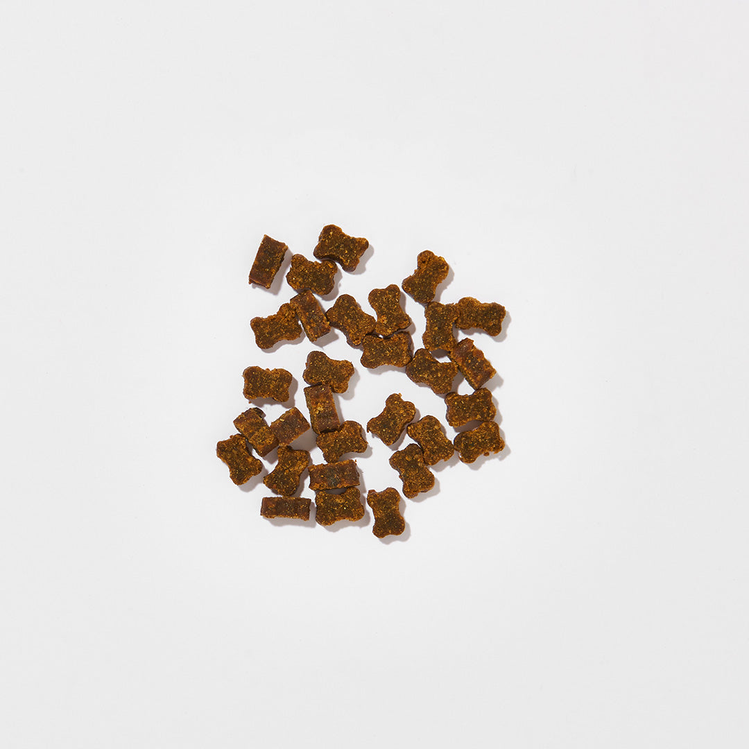 Fleisch-Knöchelchen Hundetrainingssnacks aus 85% Fleischmehl, glutenfrei und ohne künstliche Zusätze, 200g Beutel