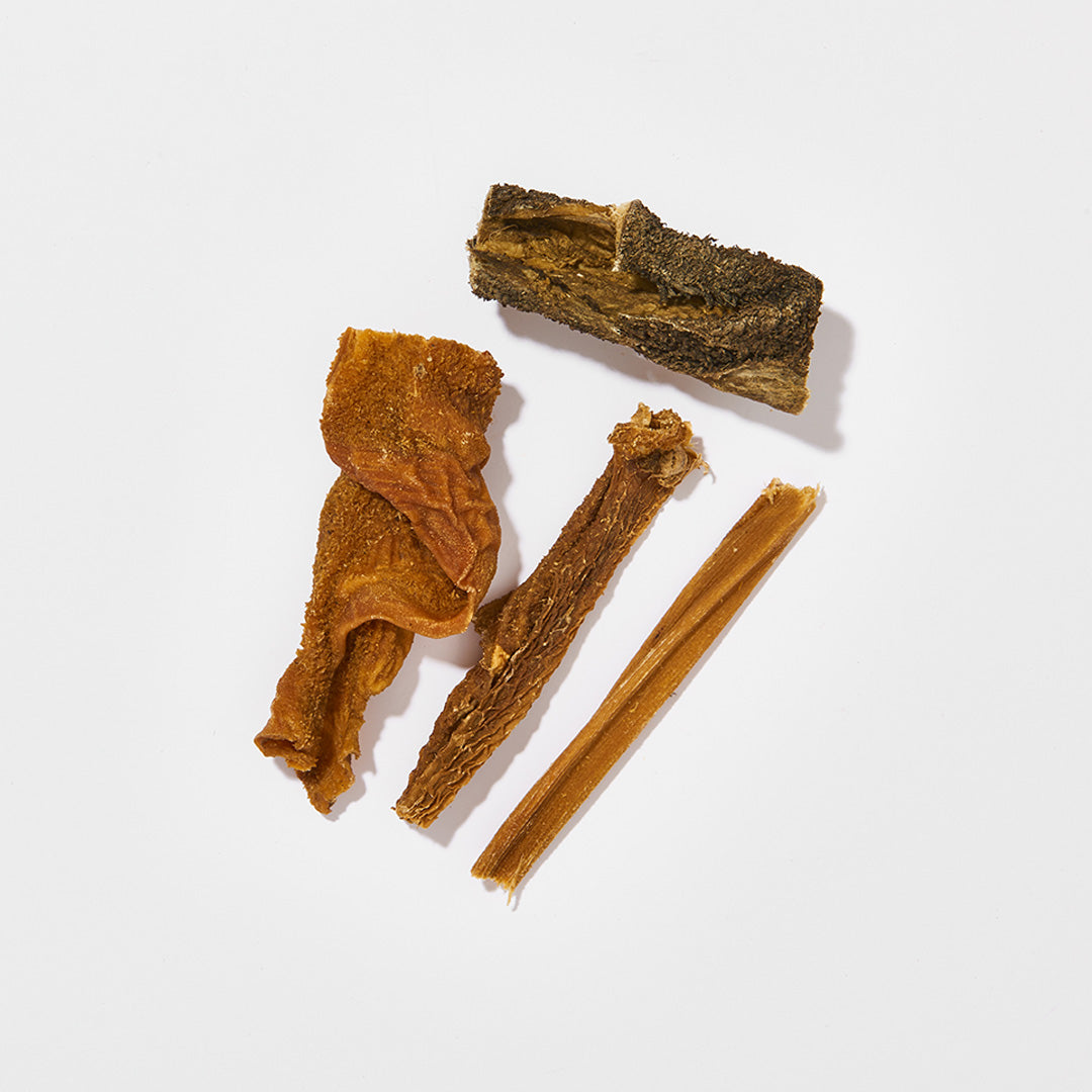 Getrocknete Rinderpansenstücke für Hunde, 500 g Packung, ca. 10–15 cm lang.