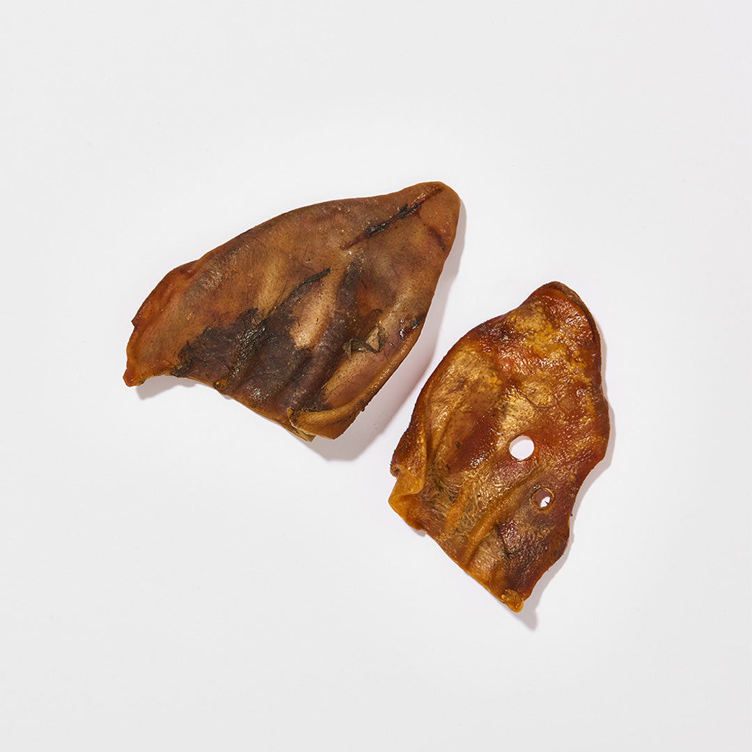 Getrocknete Schweineohren, 10 Stück, proteinreicher Snack zur Zahnpflege.