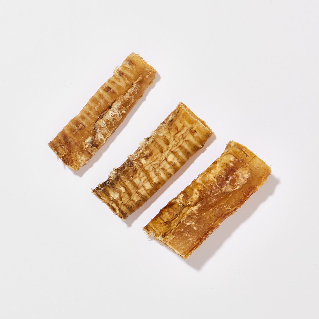 Rinderstrosse gesägt, 500 g, als Kausnack für Hunde, ca. 5–8 cm lang.