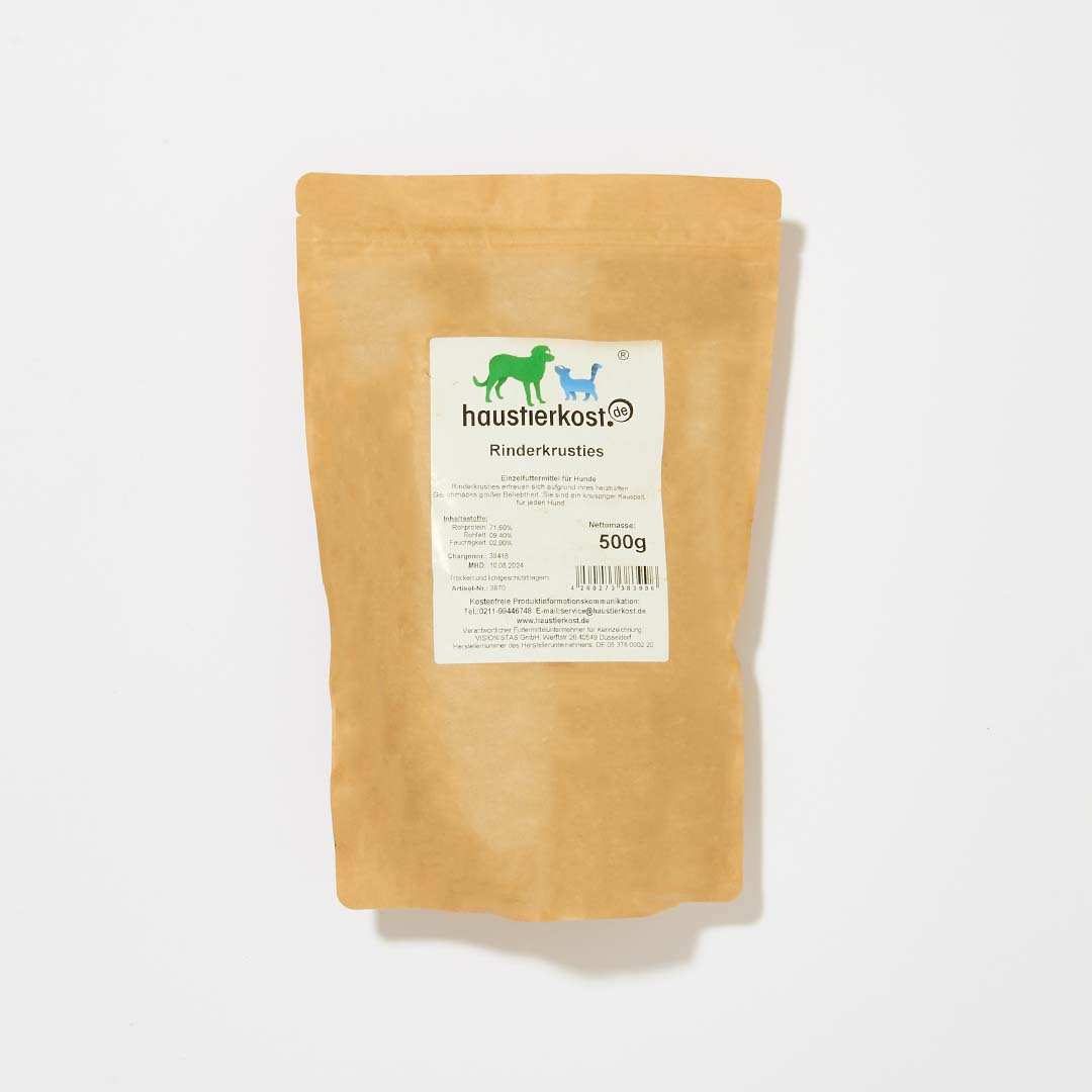 500g Beutel Rinder-Krusties, gut verdauliche Kauartikel ohne China-Import