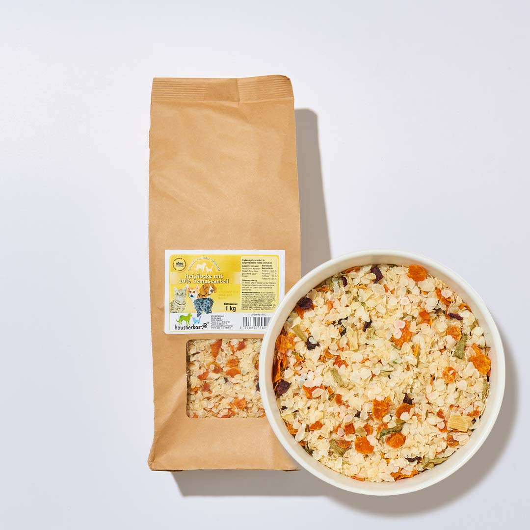 Reisflocken mit 20 % Gemüseanteil aus vorgegartem Reis, Karotten, Lauch und Rote Beete, 1 kg Packung