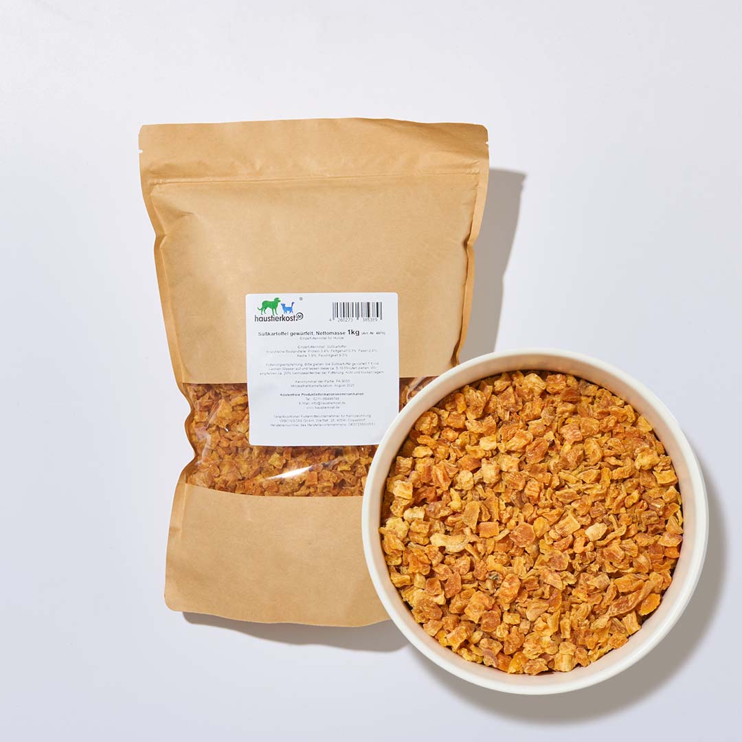 Süßkartoffel gewürfelt 1 kg als hundefutter kohlenhydratquelle ohne getreide allergiker geeignet