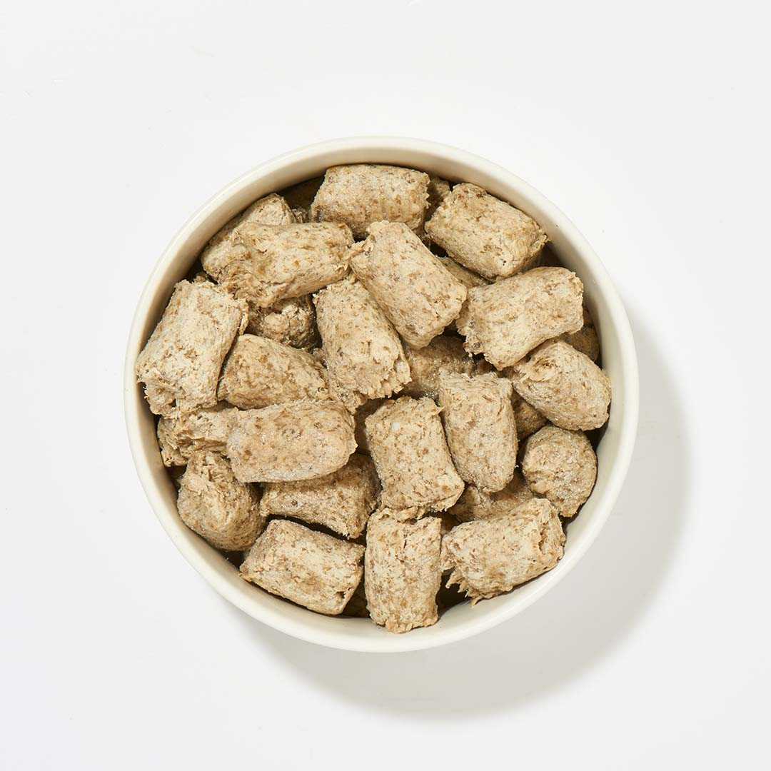 Köttbullar Pansen Bällchen für Hunde und Katzen in einer Schale, aus gewaschenem Rinderpansen, BARF