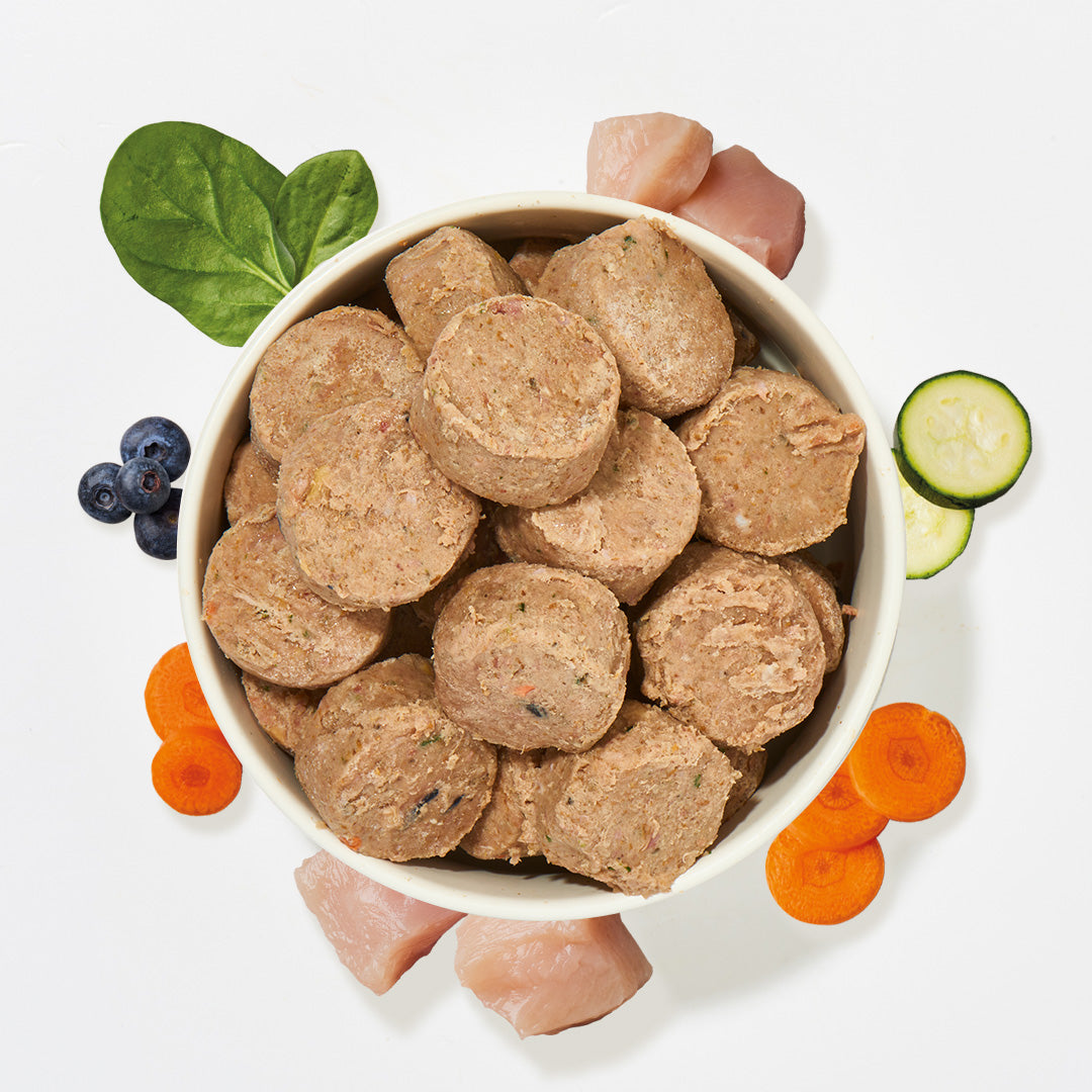 All-in-One Nuggets Huhn Hundefutter monoprotein ohne Zuckerzusatz mit Muskelfleisch und Gemüse, ausgewogen und zertifiziert