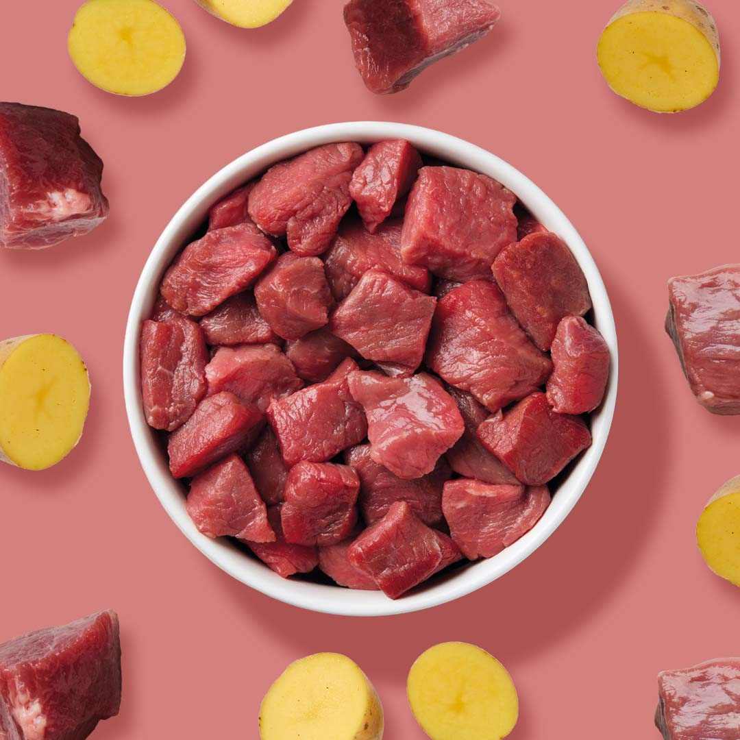 All-in-One Nuggets Rind & Lamm mit Kartoffeln, getreidefrei, ausgewogene Ernährung für Katzen, BARF Komplettmenü.