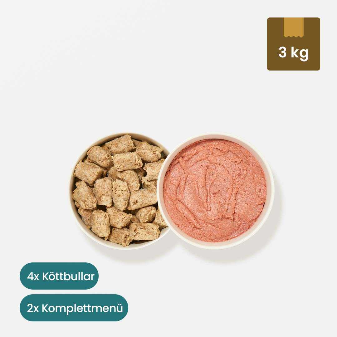 Probierpaket Finnland Menü mit Köttbullar und Komplettmenü in Schalen, 3 kg.
