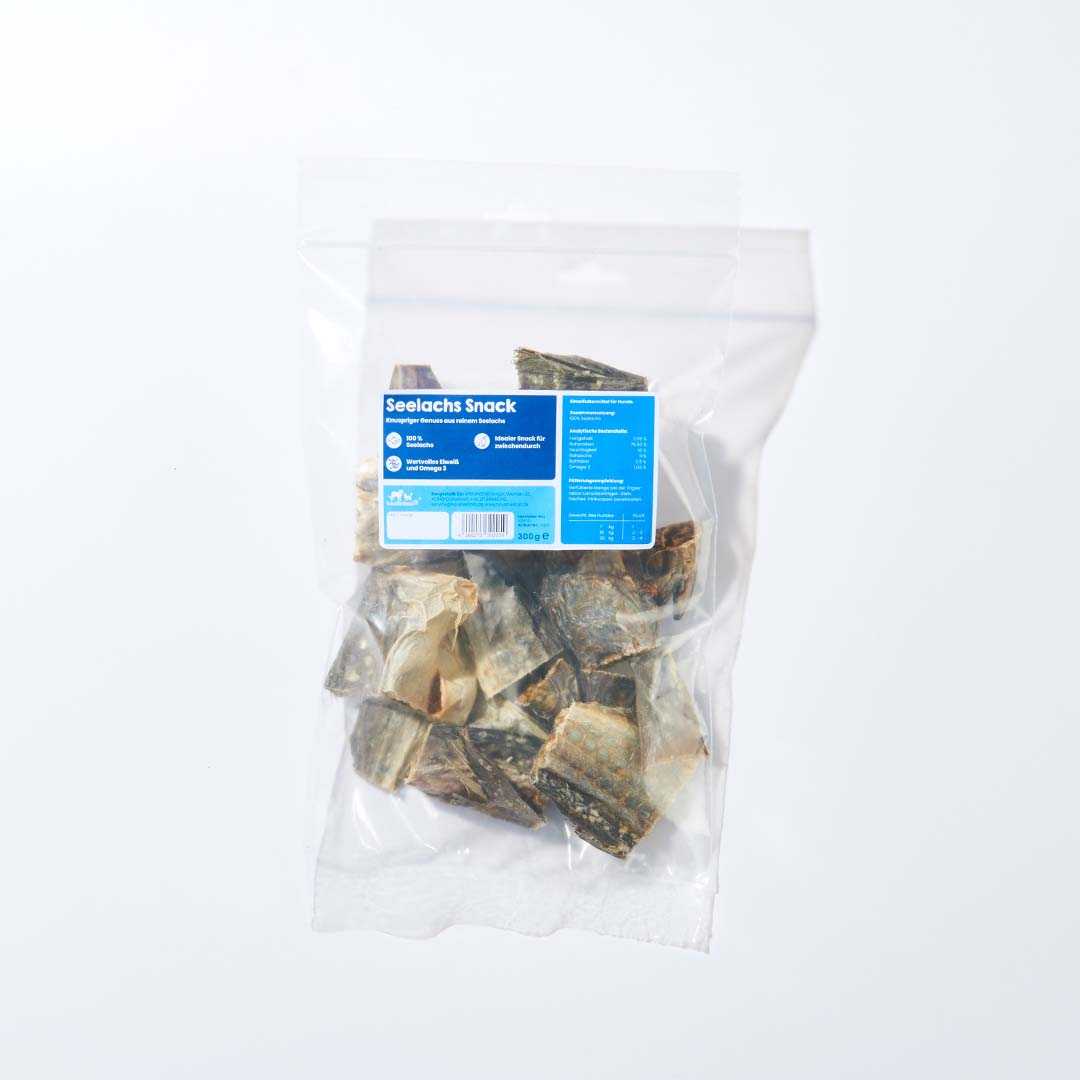 Seelachs Snack, 300 g im Beutel, gesunder Fischsnack für Hunde, reich an Proteinen und Omega-3.