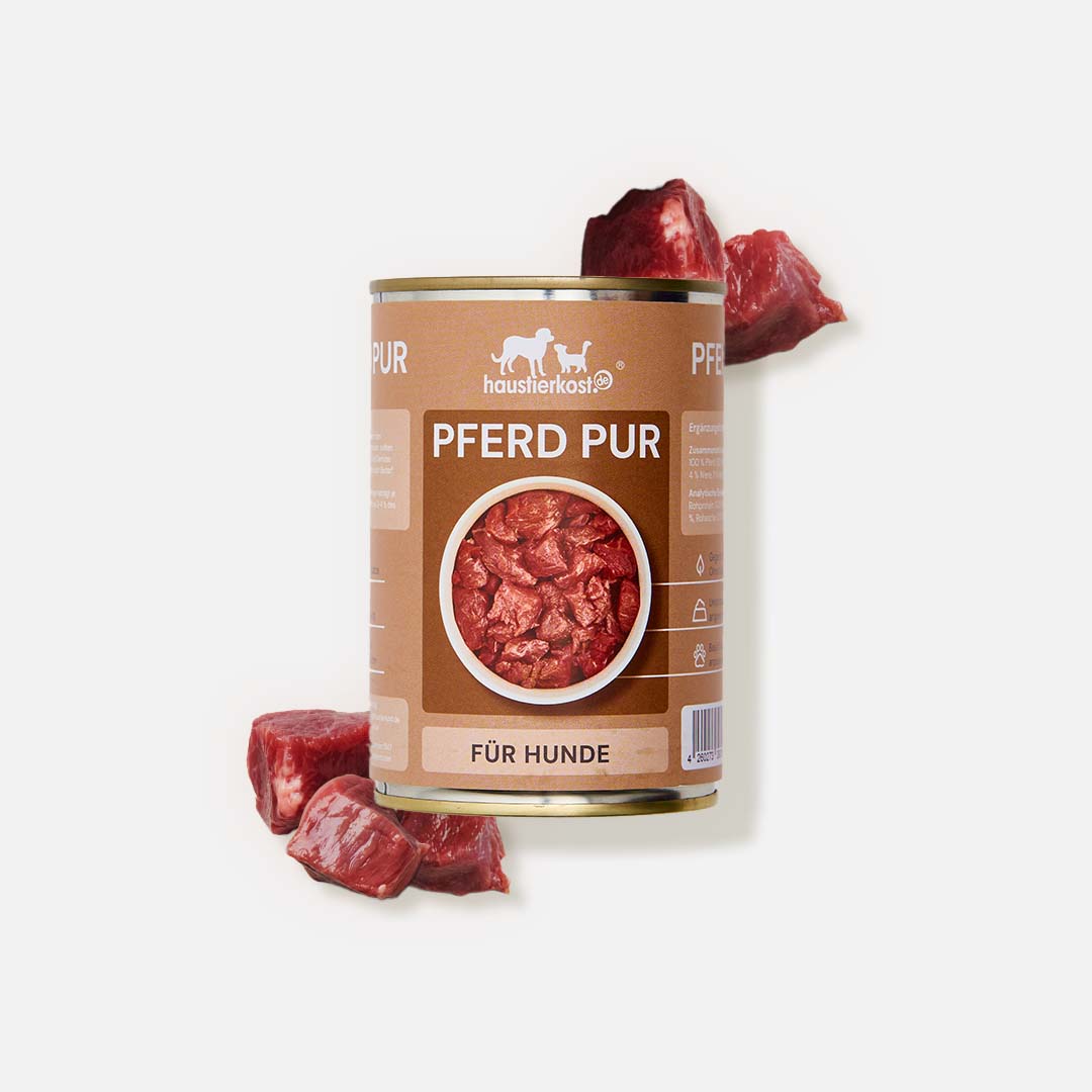 Dose mit Pferdefleisch für Hunde, 100 % Reinfleisch ohne Zusätze, nachhaltiges Hundefutter