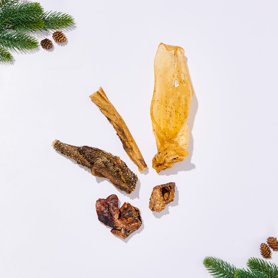 Kauspaß Lamm-Mix 500 g mit Lamm-Ohren, Lunge, Pansen und Kopfhaut für Hunde, monoprotein und zahnpflegend