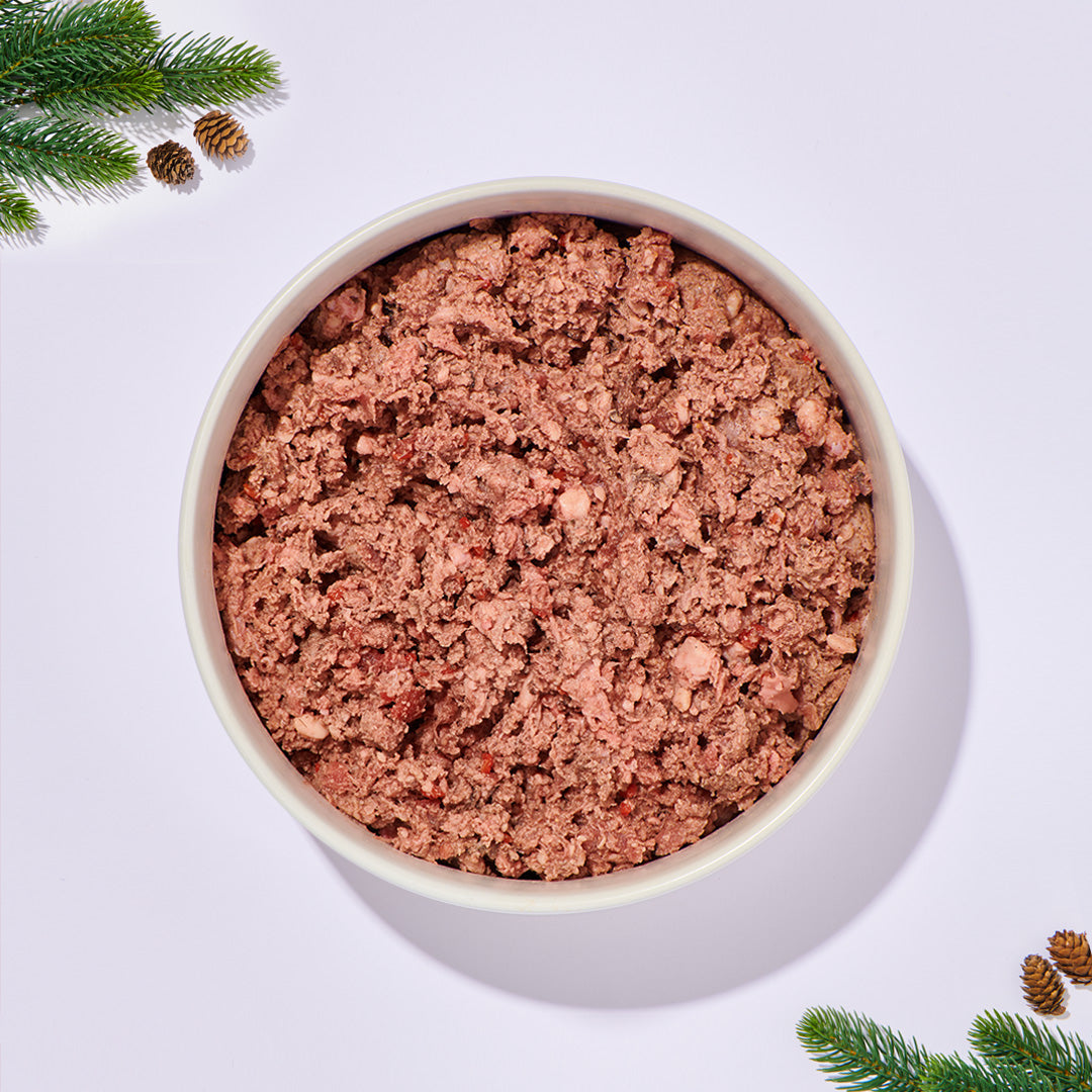 BARF Komfort Plus feines Rind mit Kürbis, Birne und Hagebutte in Schale für Hunde