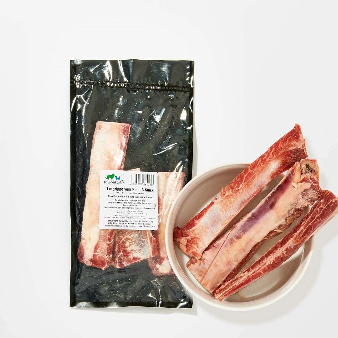 Langrippe vom Rind, 26cm beef ribs, 3 pieces for dogs.