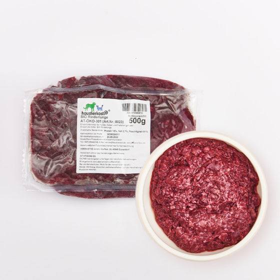 BIO Rinderlunge, 500 g, verpackt und im Schälchen, relativ fettarmer Eiweißlieferant.