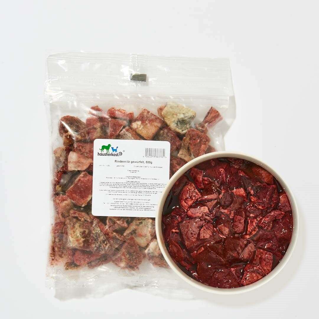 Rindermilz gewürfelt, 500 g, hoher Eisengehalt