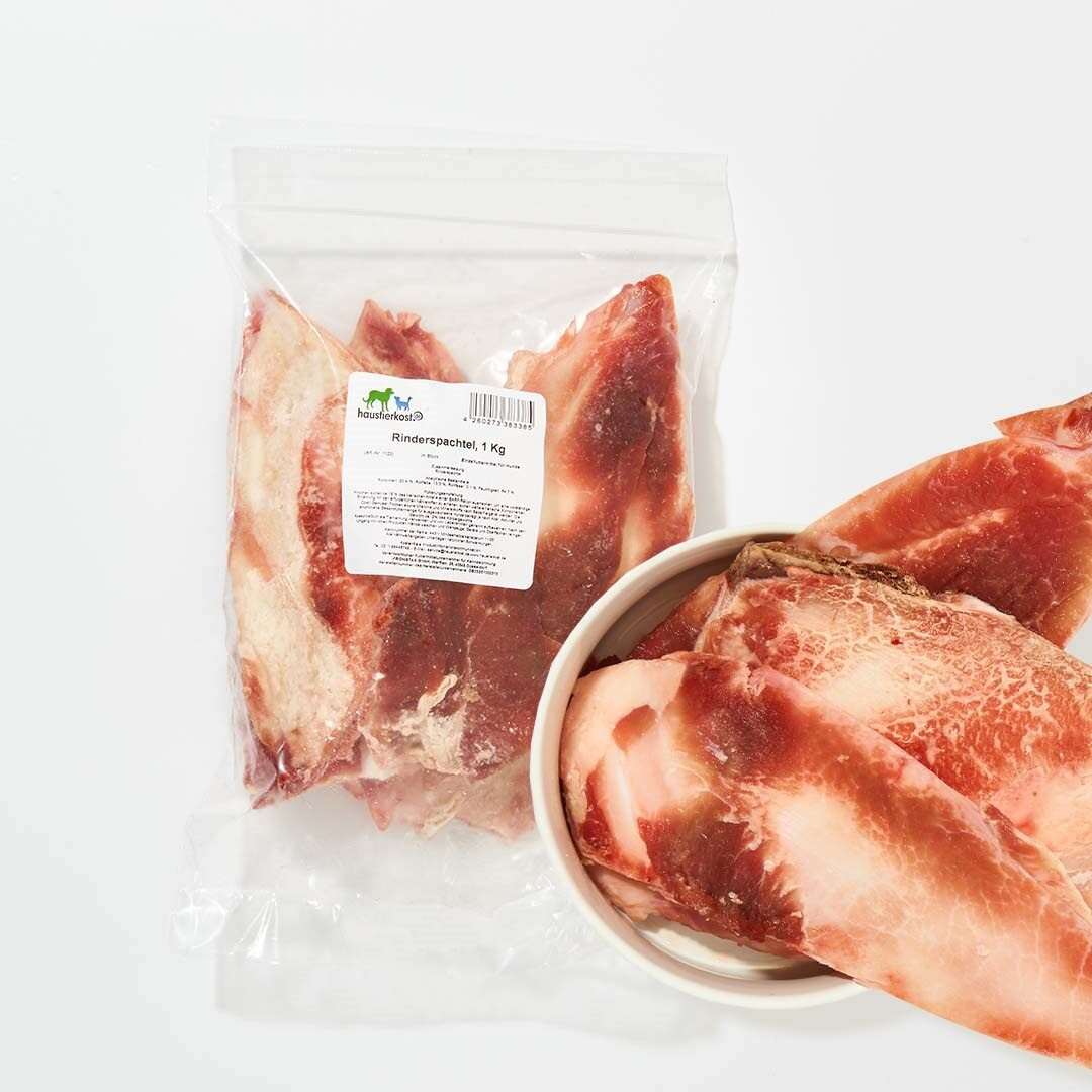 Rinderspachtel aus Rinderschulter, 1 kg, in Verpackung und Schale, reich an Kalzium und Kollagen für Hunde.