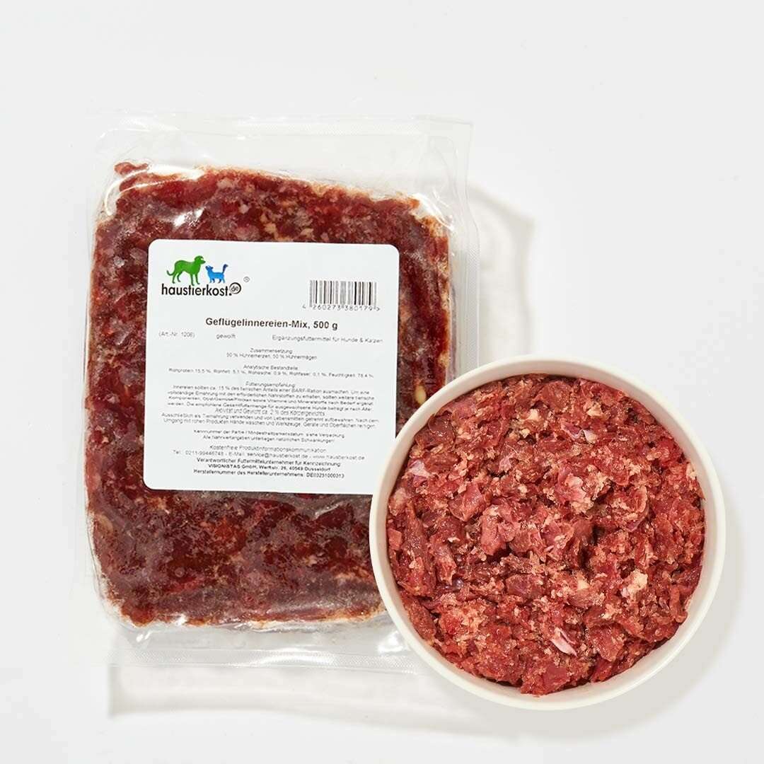 Geflügelinnereien-Mix, 250 g, mager, geeignet für Katzen und Hunde