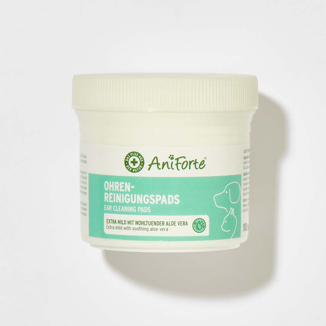 AniForte Ohren-Reinigungspads für Hunde und Katzen mit Aloe Vera zur sanften Ohrhygiene, 100 Stück