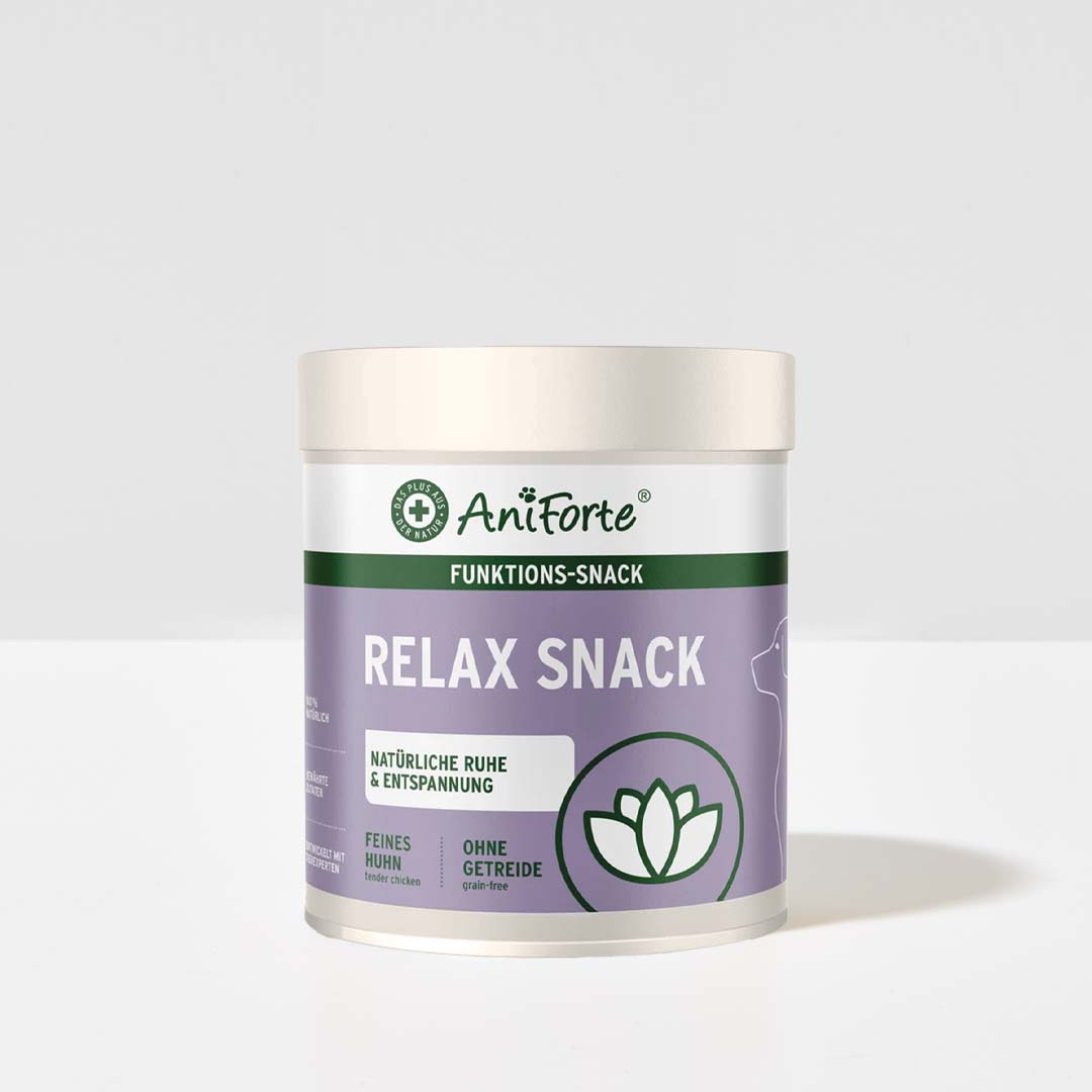AniForte® Relax-Snack, natural dog treats with herbs, 300g packaging.