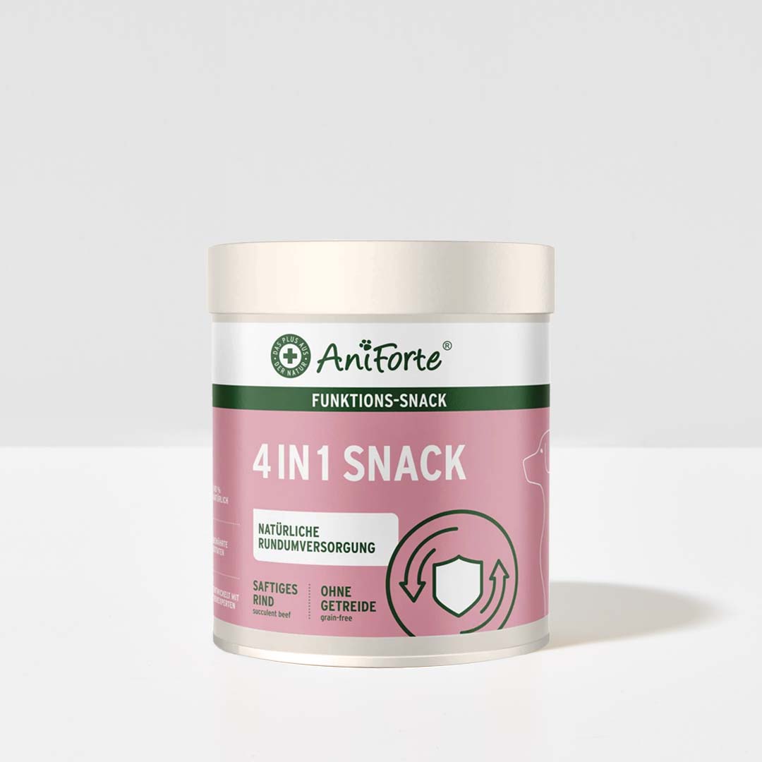 AniForte® 4in1-Snack, getreidefreier Hundesnack mit 89% Monoprotein-Fleischanteil, für Immunsystem, Gelenke, Verdauung, Fell & Haut.