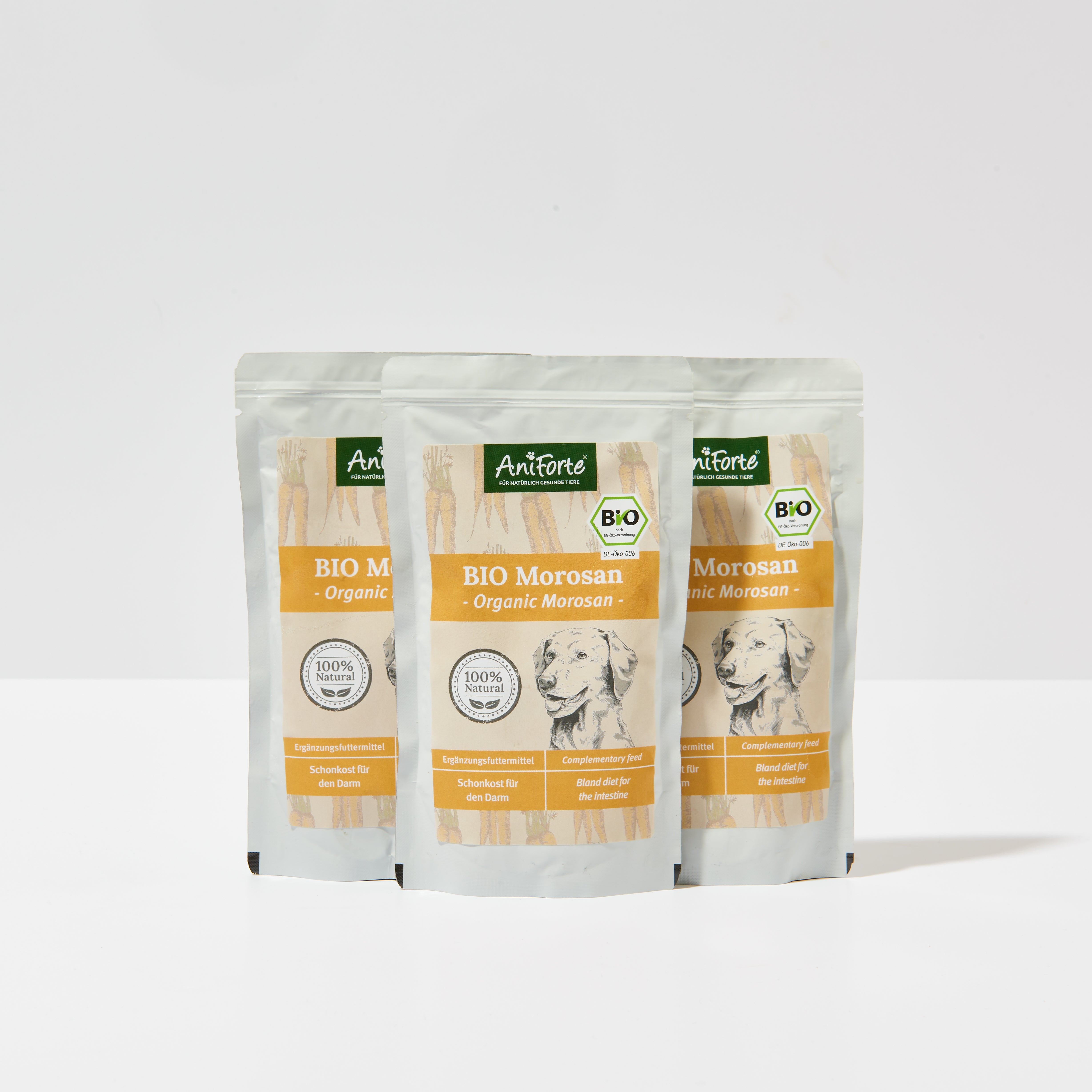 AniForte BIO Morosan Ergänzungsfuttermittel für Hunde, biologische Schonkost zur Unterstützung der Darmgesundheit bei Verdauungsstörungen, 6 x 100 g Packung