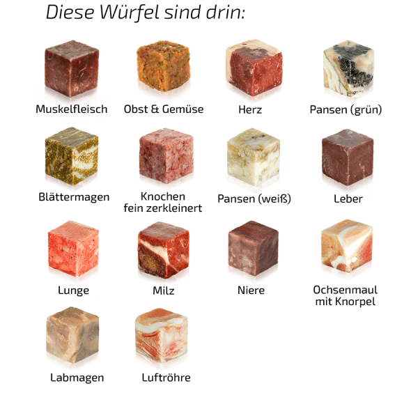Graf Barf Vollwertmenü Plus Rind mit 14 Rohfutterwürfeln aus reinem Rindfleisch für ausgewogene Hundeernährung