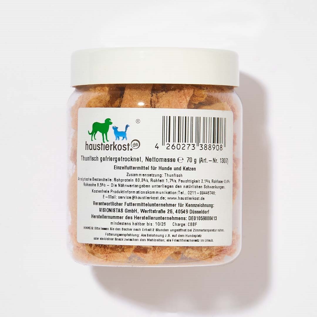gefriergetrockneter Thunfisch 70g als Hundesnack und Belohnung auf Hundeplatz